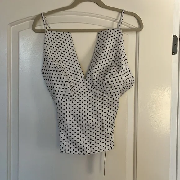 NWT Reformation Evette Linen Top in Eclipse Dot - Picture 2 of 9
